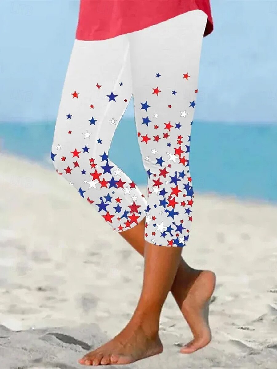 Leggings Patriotici da Donna Vacanza Moda Vintage Lunghezza Polpaccio Pantaloni a Vita Alta Stampa Grafica Bandiera Traspiranti Morbidi Elastici Formali Vacanza Ufficio del 2025 a $18.99 –P4