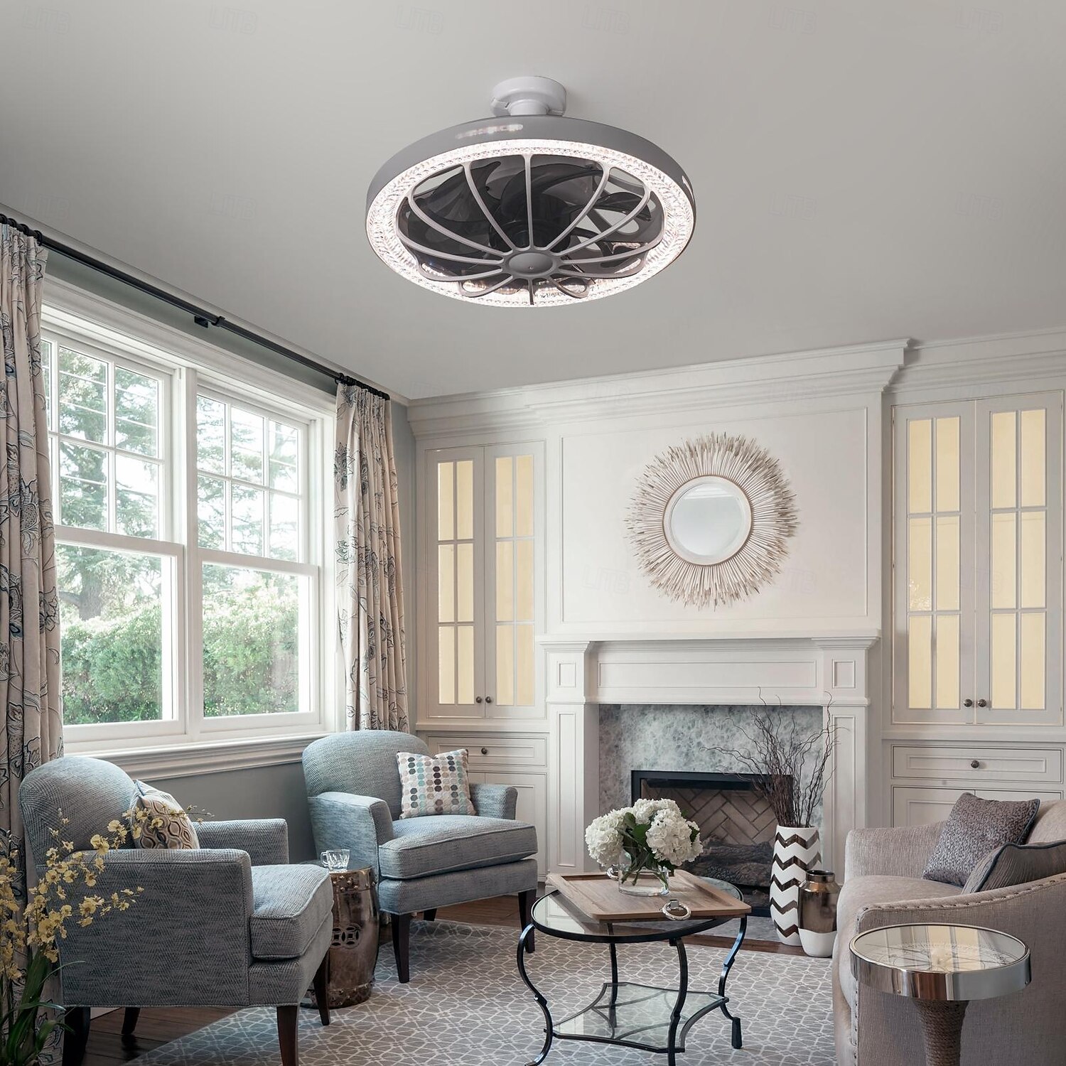 1 Pc E26/27 Socket Ceiling Fan Light Remote Control Three Color Adjustable Wind Speed Timing Adjustable Dining Room Bedroom Living Room Ceiling Fan Light 100-240v 2025 - $65.99 –P14