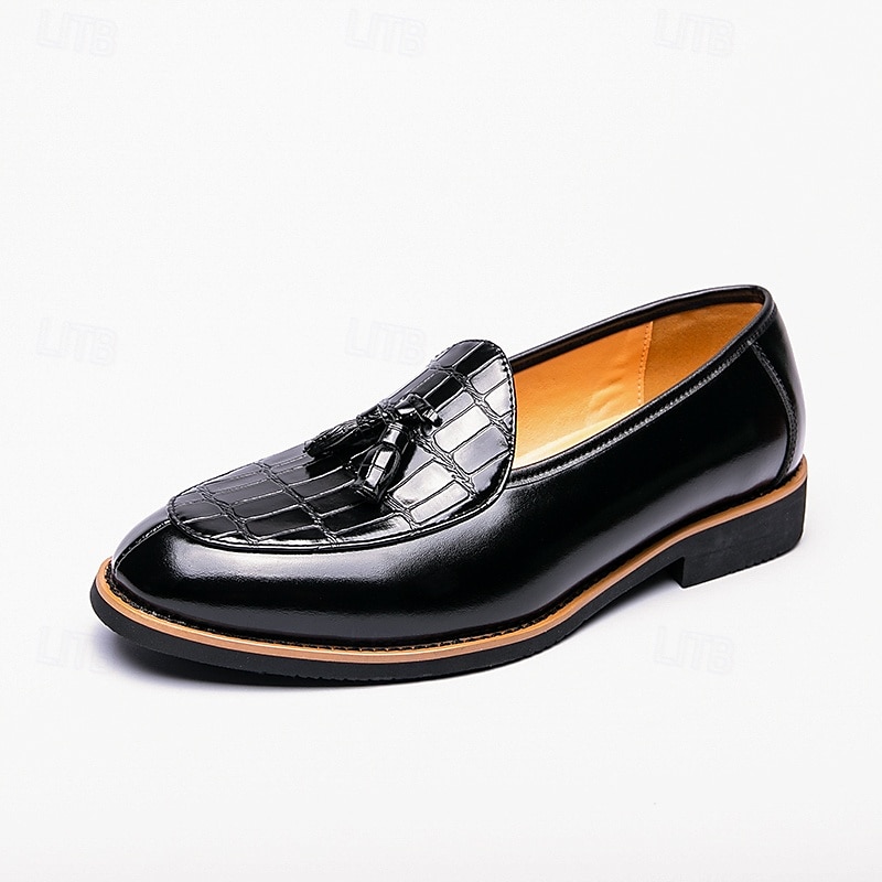 Vita herrloafers i konstläder med krokodilmönster – elegant avslappnad stil för middagsbjudningar och kvällsevenemang 2025 - $46.99 –P2