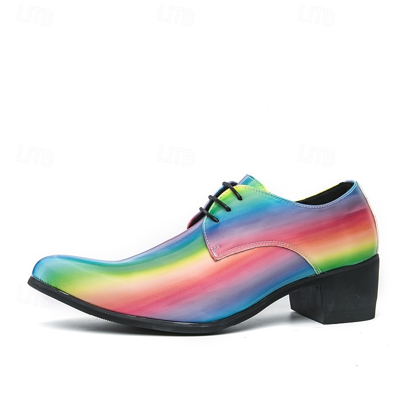 Zapatos oxford con cordones arcoíris para hombre: diseño metálico vibrante para cócteles y galas nocturnas. 2026 - $59.99 –P2