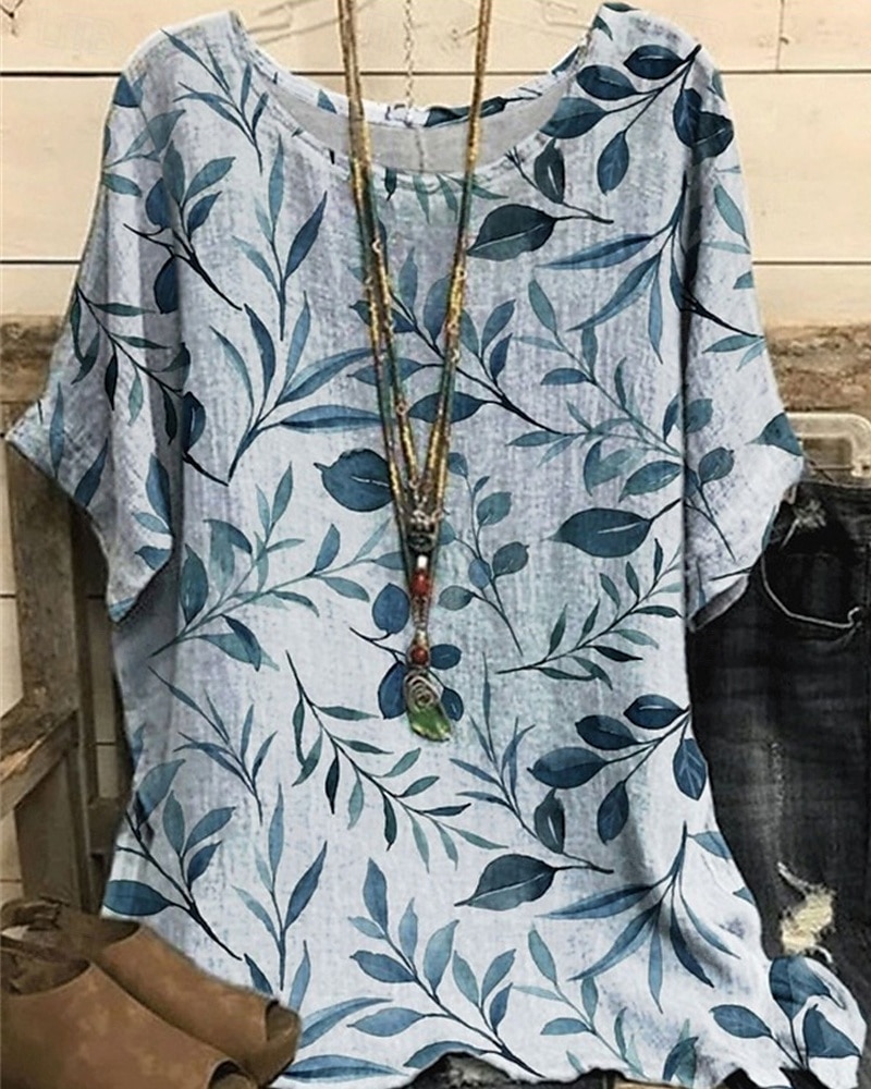 Femmes Chemise T-shirt Imprimé Élégant Mode Moderne Manche Courte Col ras du cou Hauts Réguliers Quotidien Week-end Blanche Jaune Bleu Violet Parme Été de 2025 ? $16.99 –P6