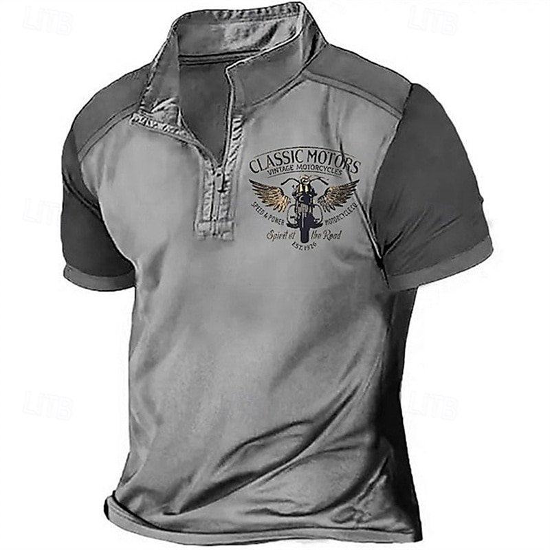 Homens Camiseta Camisa Henley Camisetas Camisa de manga curta Manga Curta Quarter Zip Verão Bloco de cor Motocicletas Moda Designer Básico Patchwork Férias Rua Para Noite Azul Verde cáqui Top Tee de 2026 por $18.99 –P4