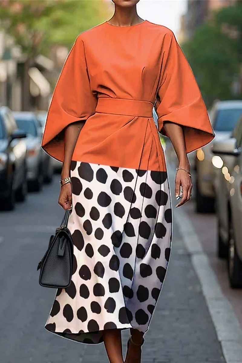 Pentru femei Rochie Lunga Rochie Maxi Rochie casual Rochie de vară Modă Modern Zilnic Dată Sfârșit de săptămână Fit regulat Geometric Lungime Manșon 3/4 Stil Nautic Plin de Culoare Negru Alb Galben 2025 - $27.99 –P9