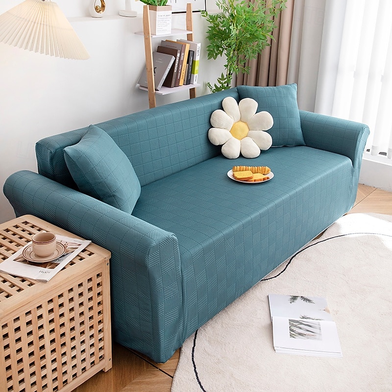 Stretch Sofa Cover Slipcover Elastic Sectional Couch Armchair Loveseat 4 or 3 seater L shape Jacquard Grey Water Repellent Plain Solid Soft Durable Washable 2025 - $45.99 –P15