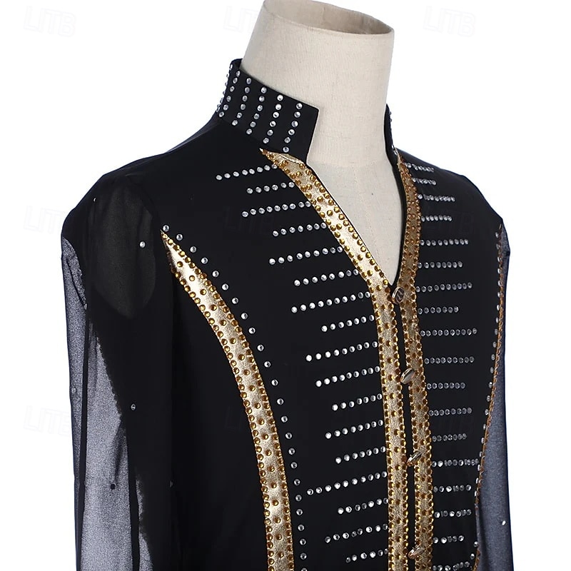 Men's Boys Figure Skating Costumes High Elasticity Training Competition Skating Wear Classic Crystal / Rhinestone Long Sleeve Ice Skating Figure Skating 2026 - $292.99 –P6