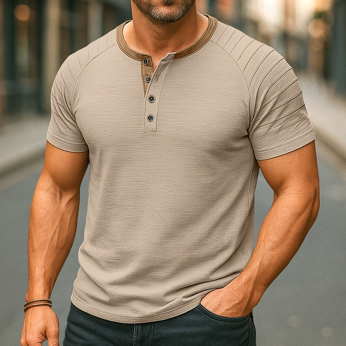 Men's Henley Shirt Tee Short Sleeve Henley Summer Spring Patchwork Fashion Designer Casual Buttons Outdoor Casual Daily Black Navy Blue Blue Top Tee for Men 2026 - $26.99 –P1