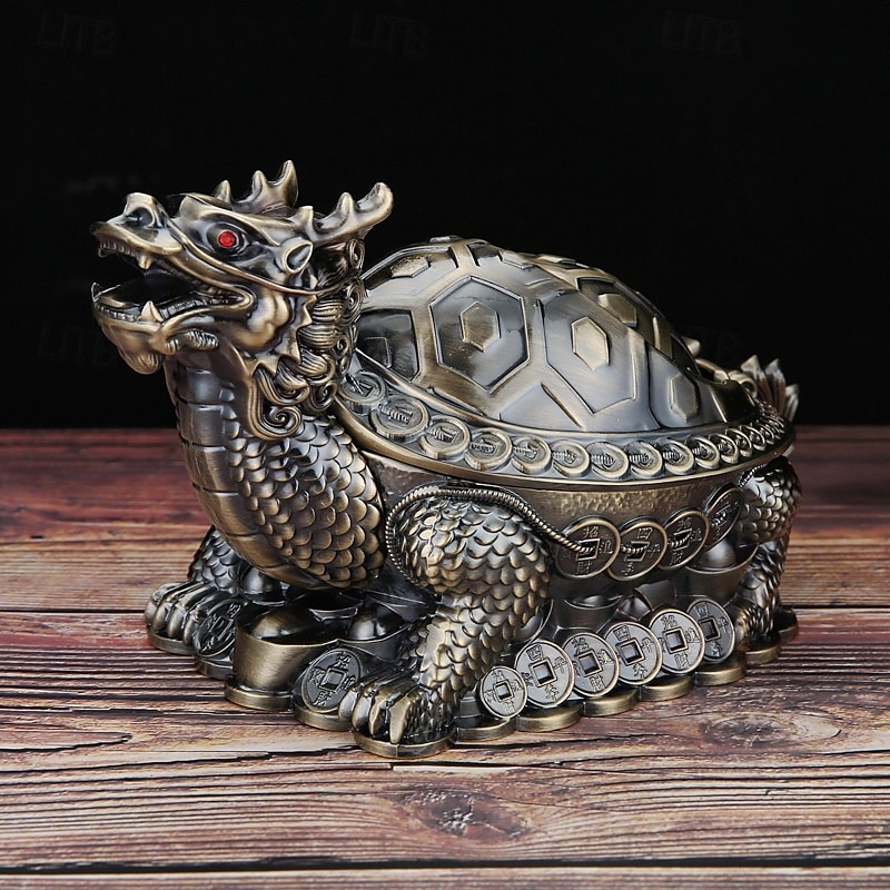 Vintage Ashtray with Lid, Dragon Turtle Windproof Ashtray for Home Living Room, Anti-Smoke Decorative Covered Ashtray Ornament 2026 - $27.99 –P1
