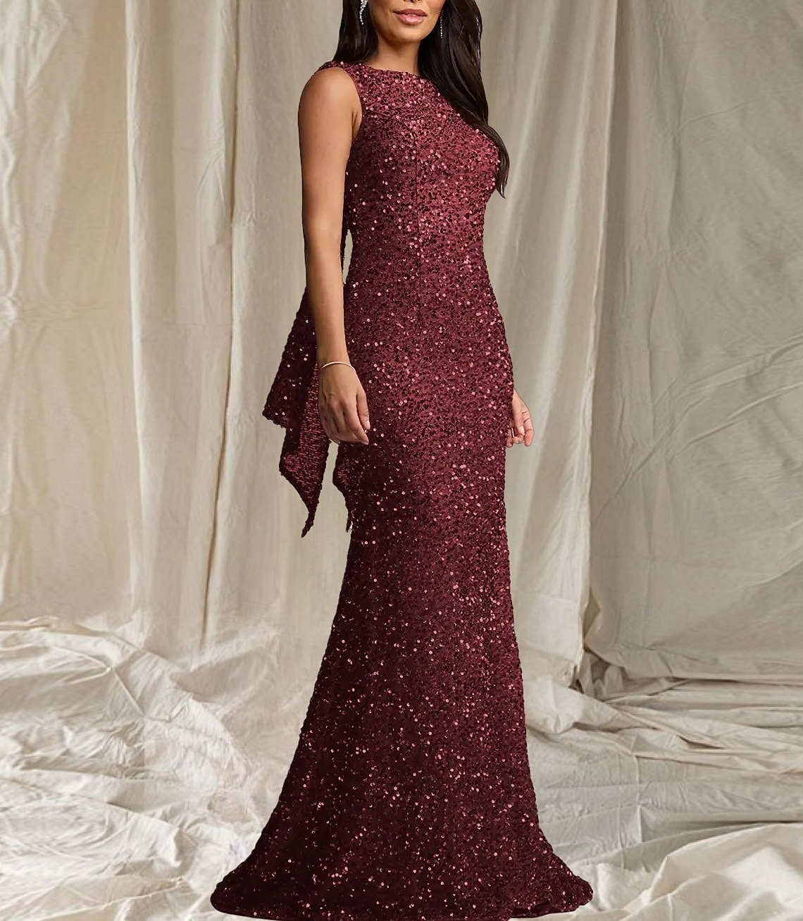 Trompetă / Sirenă Rochie Mama Miresei Invitat la nunta Elegant Strălucitor & Sclipitor Stil Nautic Lungime Podea Paiete Fără manșon cu Paiete 2025 2025 - $161.99 –P3