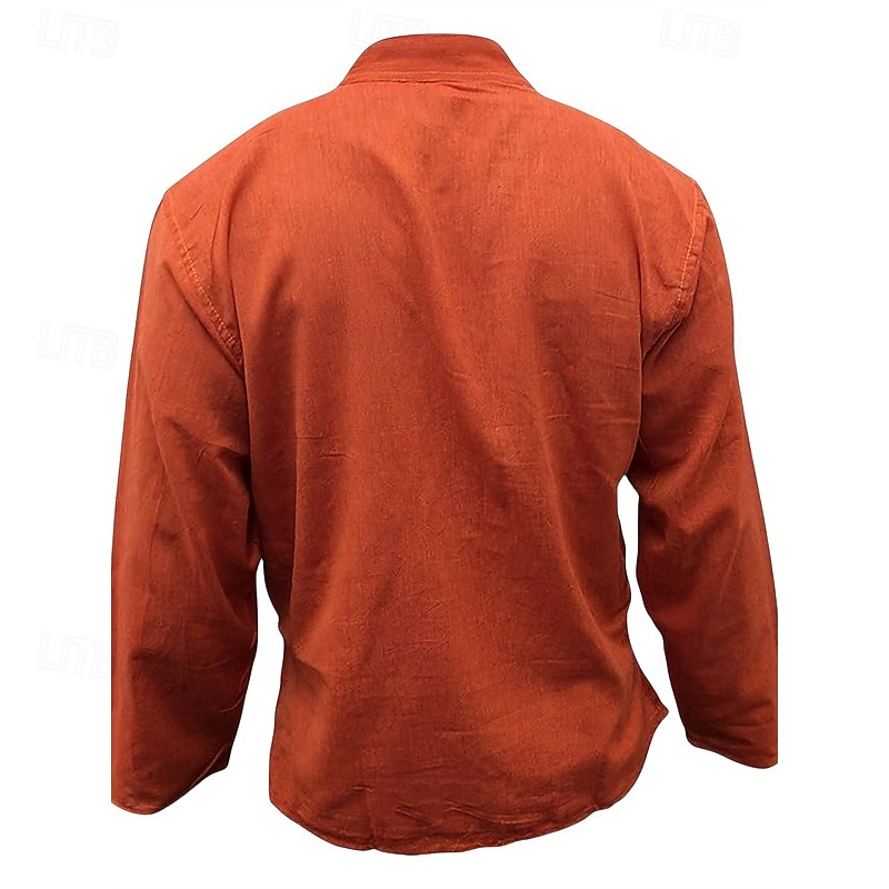 Homme Chemise Chemise d'été Chemise Décontractée Chemise de Plage Chemise Boutonnée Noir Jaune Orange Vert Véronèse Bleu de minuit manche longue Uni Band Collar Vacances Hawaïen Vêtement Tenue de 2025 ? GBP £19 –P2