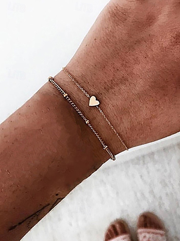 Ensemble collier et bracelet pendentif cœur en or pour femme – chaîne délicate à plusieurs niveaux avec perles, bijoux romantiques élégants pour cadeaux, mariages et usage quotidien de 2025 ? $9.99 –P3