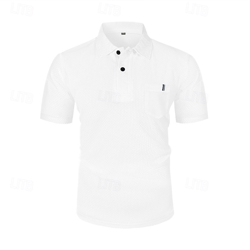 Herren Golfshirt Golf Poloshirts Arbeit Lässig Revers Kurzarm Basic Modern Einfach Knöpfe Jacquard Sommer Normale Passform Schwarz Weiß Marineblau Blau Meerblau Dunkelgray Golfshirt 2025 - $18.99 –P10