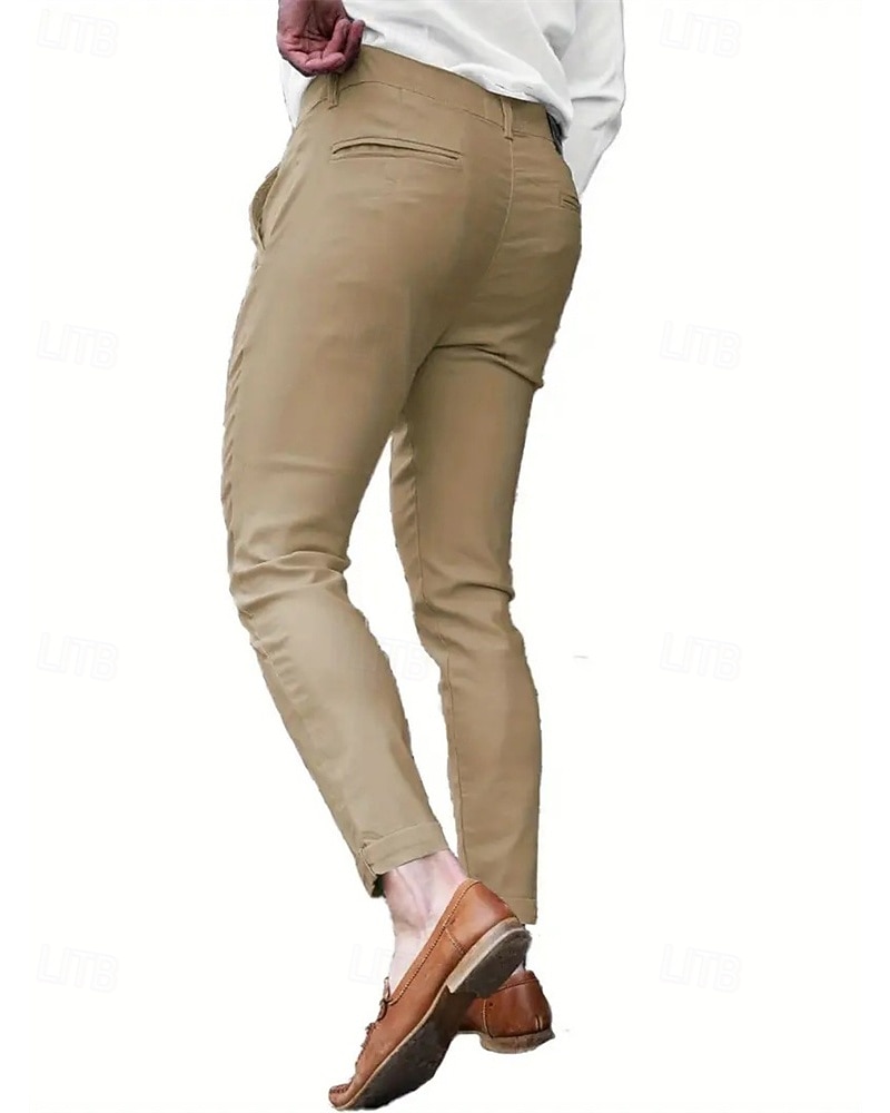 Per uomo Pantaloni Eleganti Aderente Pantaloni Chinos Bottoni Tasca Semplice Comodità Formale Feste Lavoro Moda Stile Classico Blu Cachi Micro-elastico del 2026 a $22.99 –P4