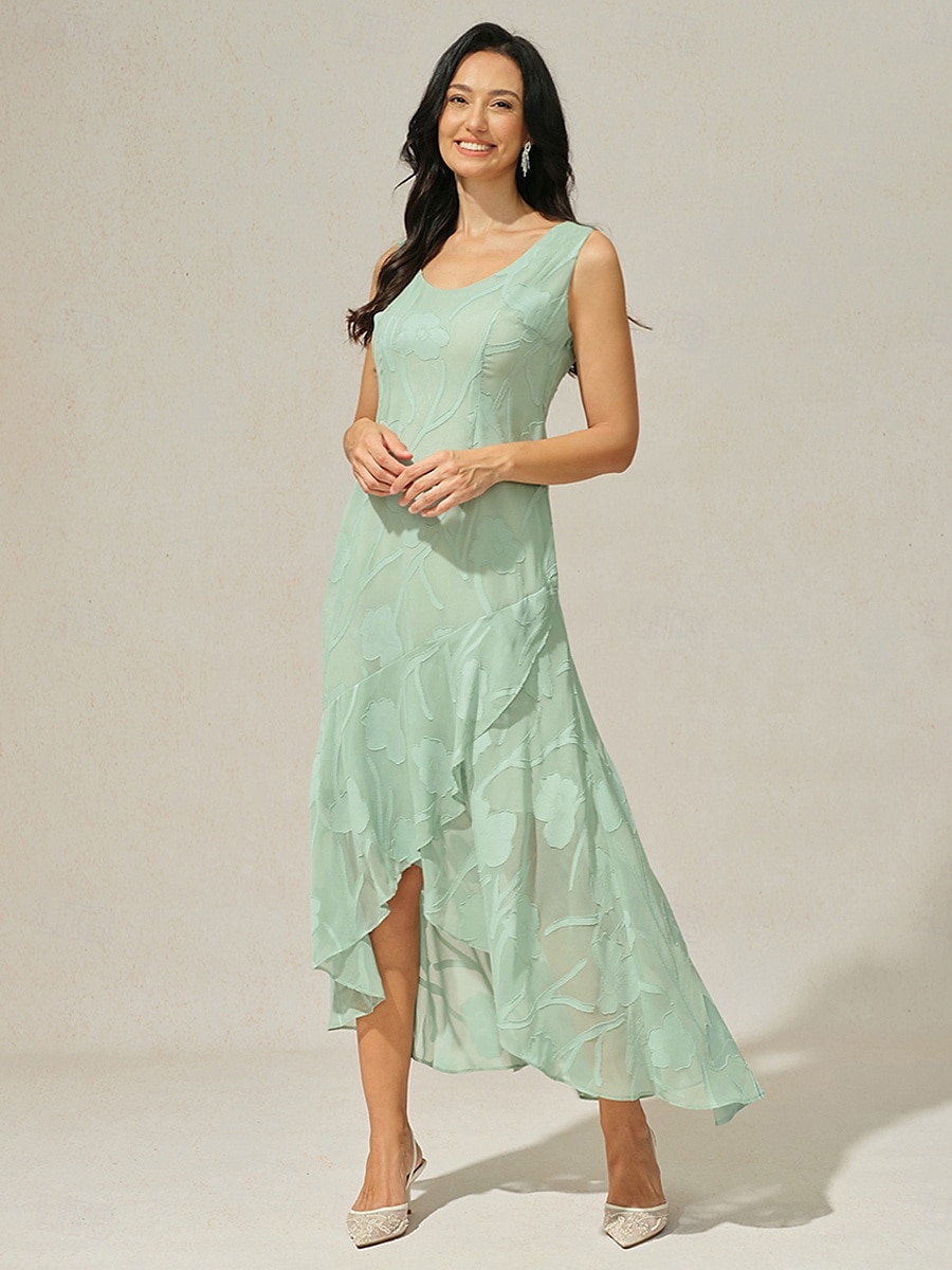 Femmes Robe maxi Robe à Volants Élégant Mariage robe demoiselle d honneur Soirée Fleuri Sans manches Col en U Vert cendré Été Printemps de 2025 ? $59.99 –P5
