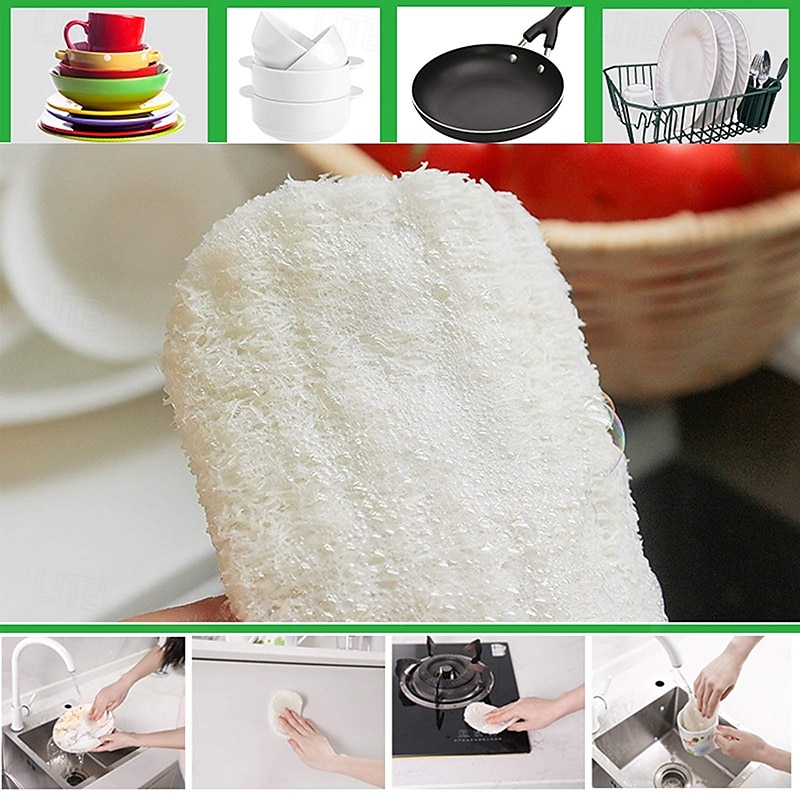 5 pezzi di spugna per lavare i piatti in luffa, spugna per strofinare, strofinaccio per piatti, facile da pulire, spugna per strofinare, spazzole per la cucina. del 2025 a $10.49 –P4