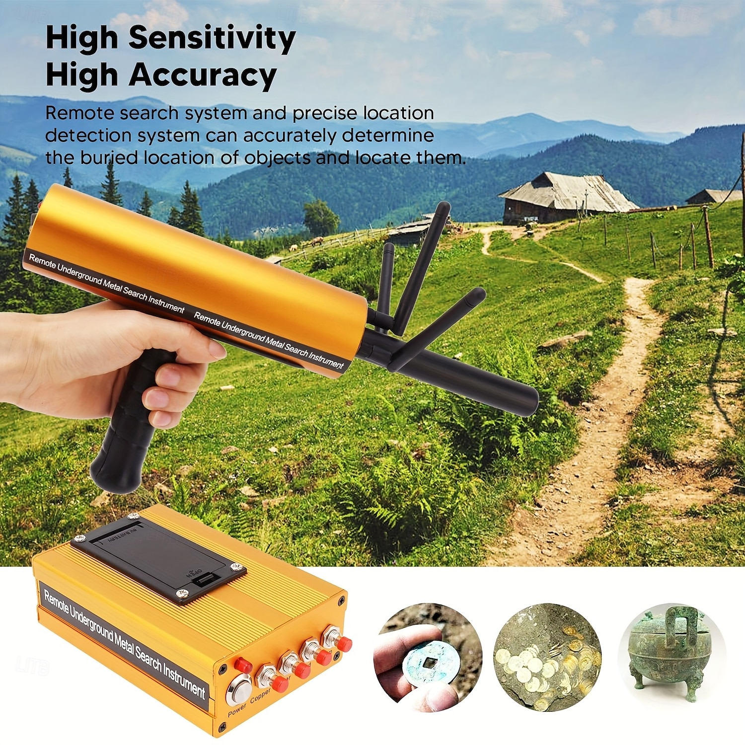 Metal Detector 30m Depth 1200m Range 6 Antenna Highly Accurate Metal Pinpointer Handheld Golden Diamond Miner Detector Metal Finding Detector Remote Search Underground Metal Device for Silvery Copper 2025 - $247.89 –P1