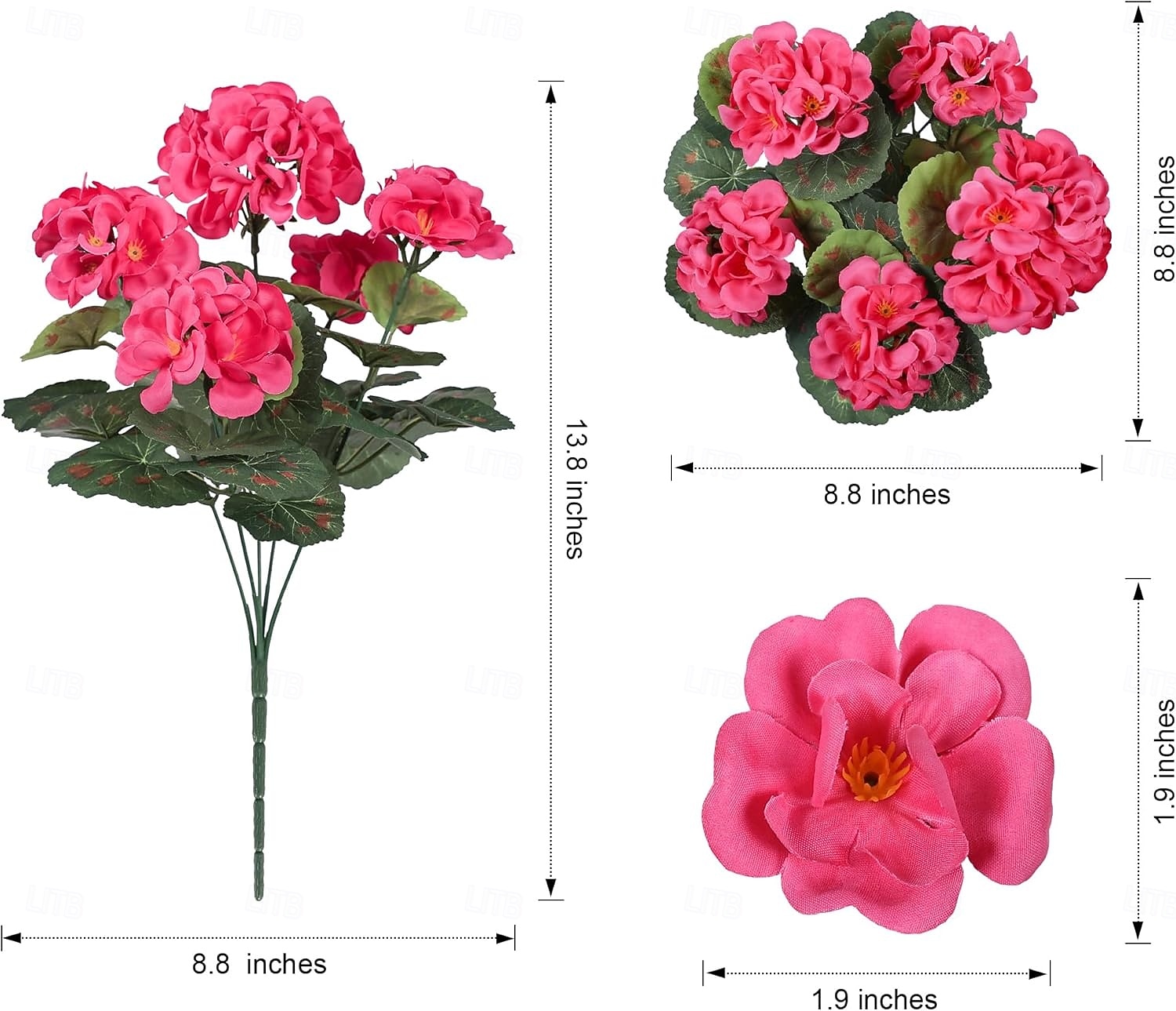 6 paquetes de flores artificiales de geranio para decoración al aire libre (maceta no incluida), flores de geranios de seda con aspecto resistente a los rayos UV, plantas artificiales reales para puerta de entrada, jardín, porche, jardinera, patio, balcón 2025 - $29.99 –P3