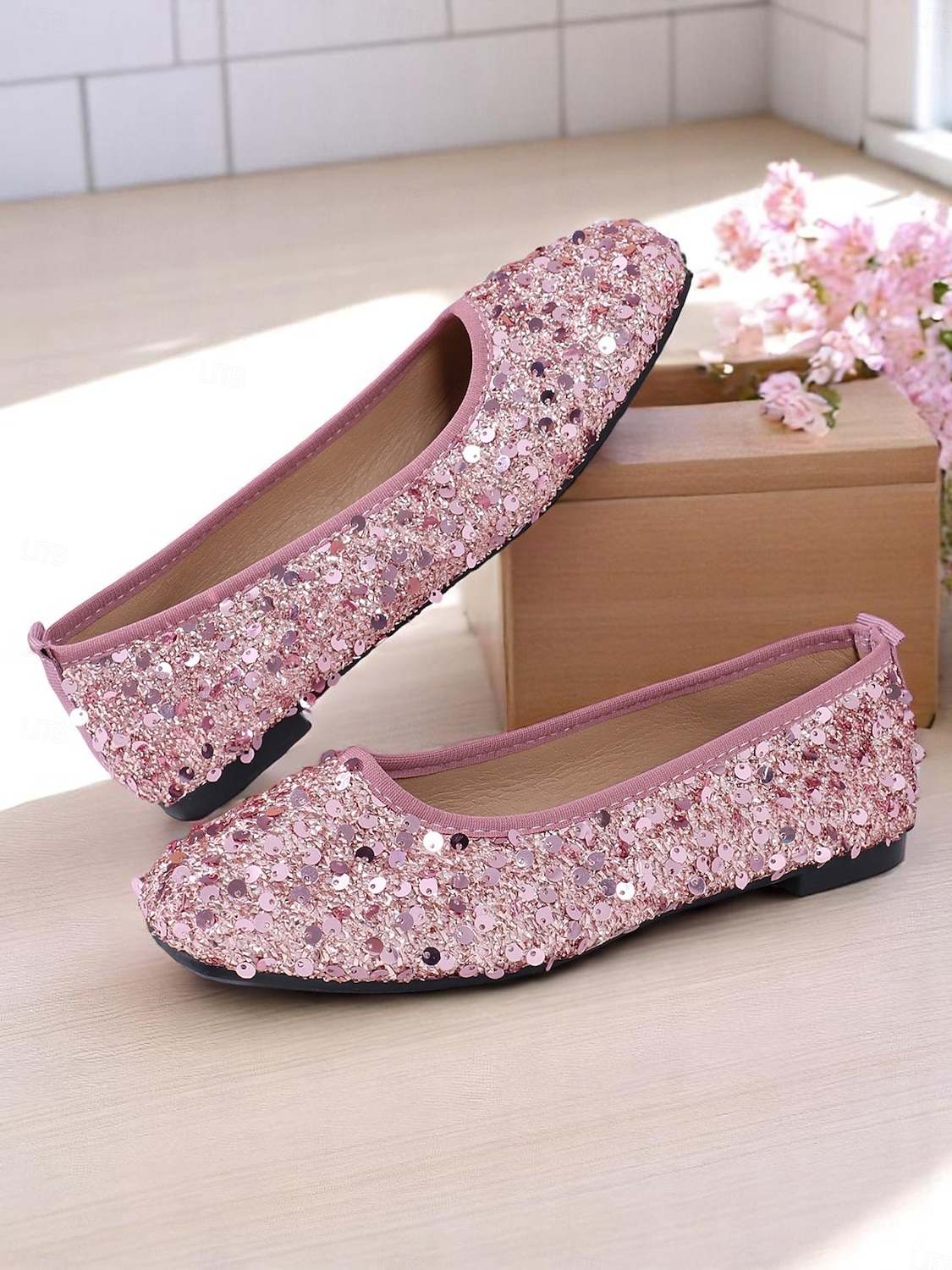 sapatilhas femininas bege com lantejoulas - sapatilhas confortáveis e chiques para encontros diários e passeios casuais de 2026 por $19.99 –P4