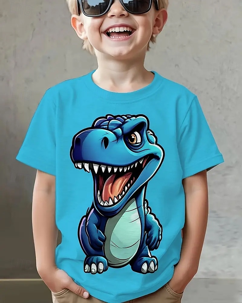 Garçons 3D Dinosaure T-shirt Manche Courte Été Printemps Mode Basique Enfants 4-12 ans Col Rond Extérieur Occasionnel Quotidien Coupe régulière de 2025 ? $11.99 –P2