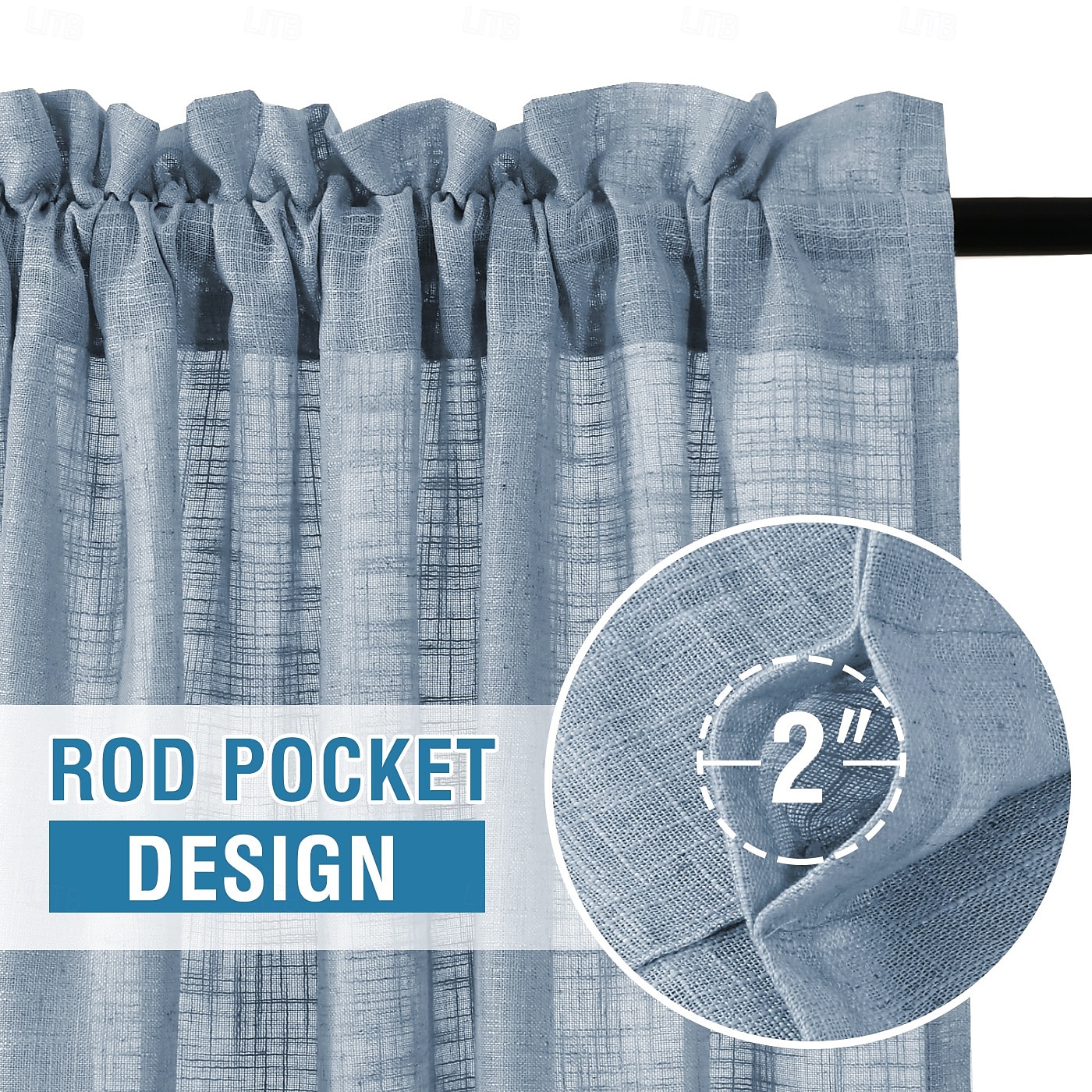 Linen Curtains Long Natural Linen Blended Textured Light Filtering Rod ...