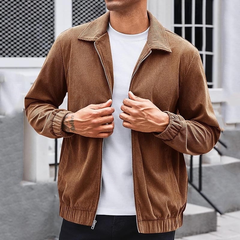 Per uomo Giacca Camicia Giacca di transizione Quotidiano Leggero Tasca Primavera Autunno Semplice Classico Bavero Nero Marrone Verde Beige Grigio Giacca del 2025 a $39.99 –P3