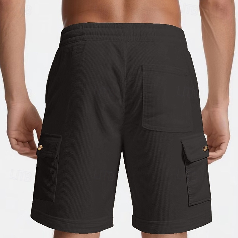 Bărbați Pantaloni Scurți Cargo Pantaloni Scurți Pantaloni scurți de vară Cordon Talie elastică Multi Buzunare Simplu Confort Purtabil Lungimea genunchiului În aer liber sportiv Zilnic Modă Casual 2025 - $20.99 –P15