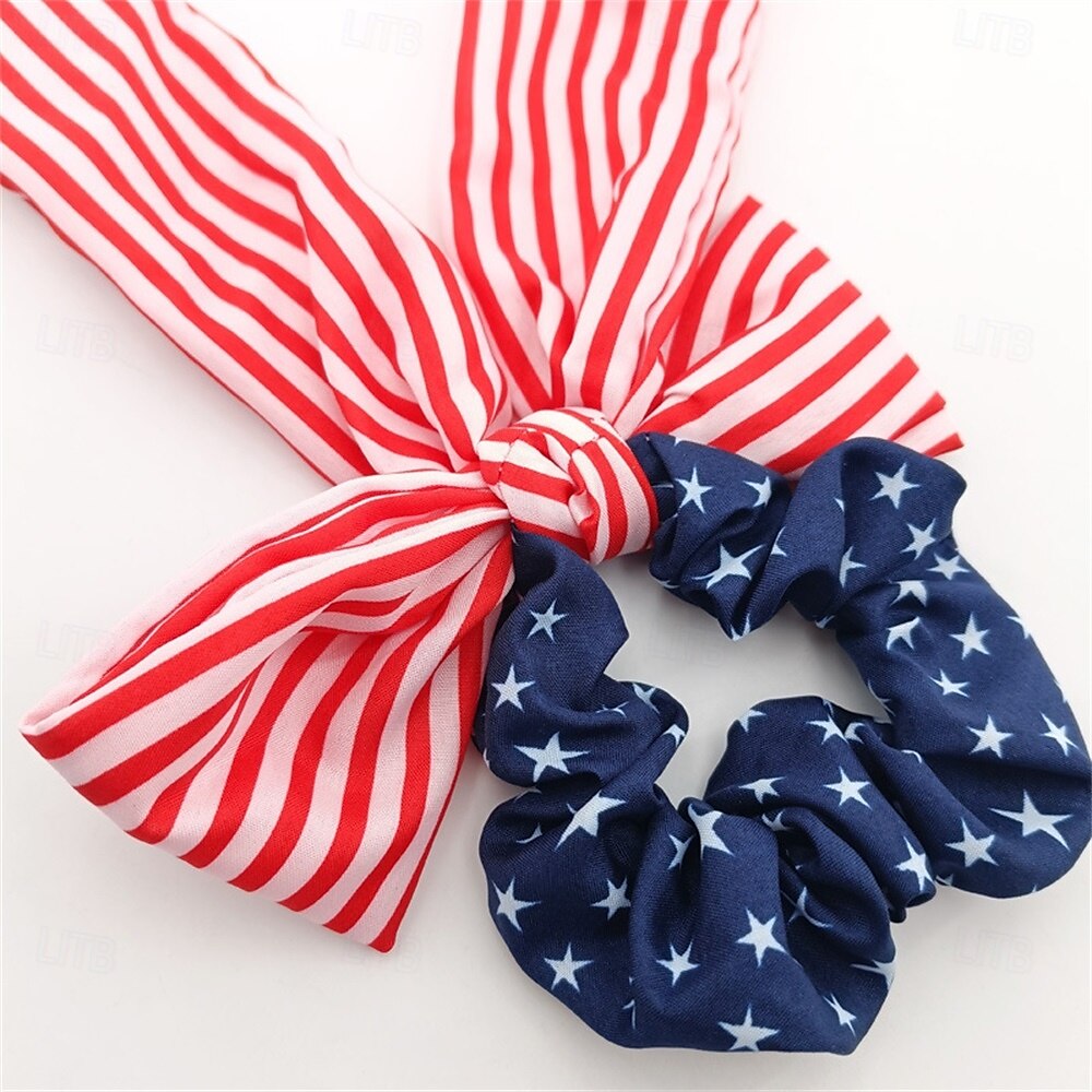 Elásticos de cabelo com bandeira americana para mulheres e meninas, dia da independência, 4 de julho, elásticos de cabelo, estrela vermelha, branca e azul, laços de cabelo patrióticos, fitas do dia da de 2025 por $5.49 –P12