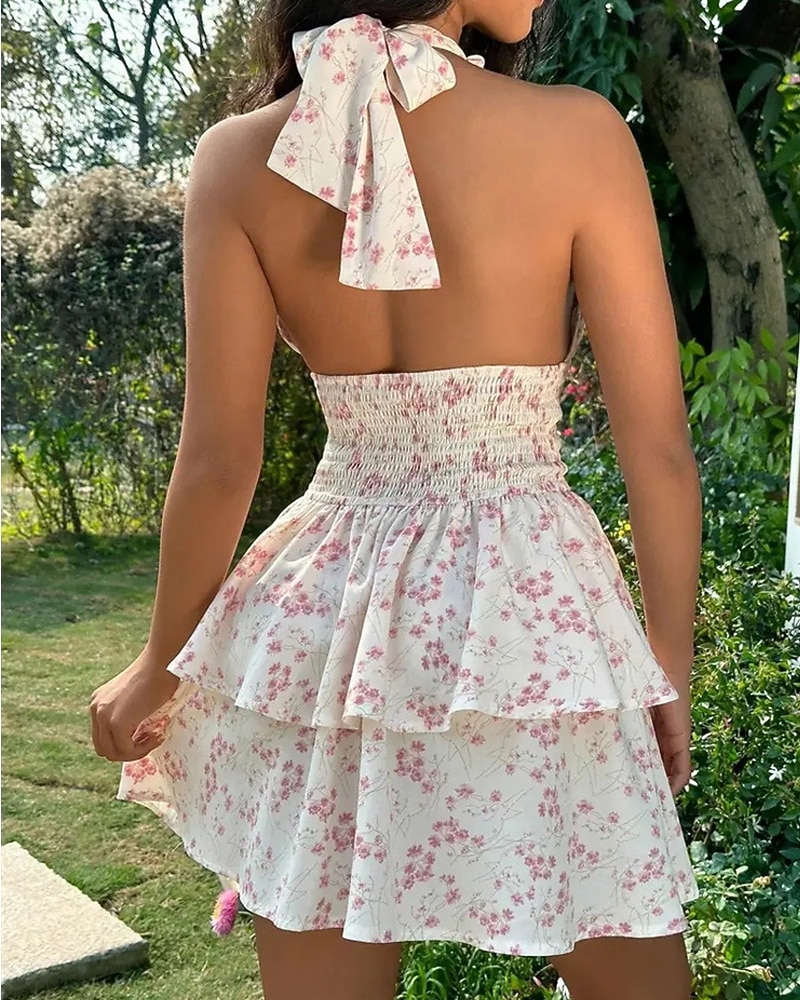 Pentru femei Rochie Mini Rochie casual Rochie florala Modă În aer liber Petrecere Concediu Fit regulat Floare Fără manșon În V Roz Îmbujorat Albastru piscină Vară 2025 - $26.99 –P5