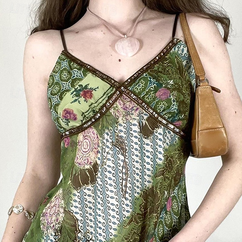 Pentru femei Cămașă Boho Bluză Floare Stilat Boho Fără manșon Cu Bretele Topuri obișnuite Concediu Ieșire Imprimeu Trifoi Vară 2025 - $18.49 –P2