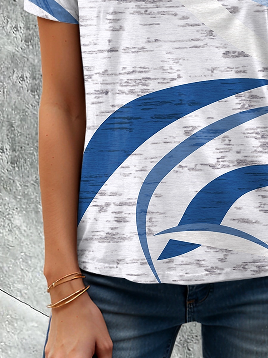 Femmes T-shirt Graphique Géométrique Géométrie ancien Élégant Classique Manche Courte Col ras du cou Col rond Hauts Réguliers Quotidien Imprimé Bleu Été Printemps de 2025 ? $19.99 –P3