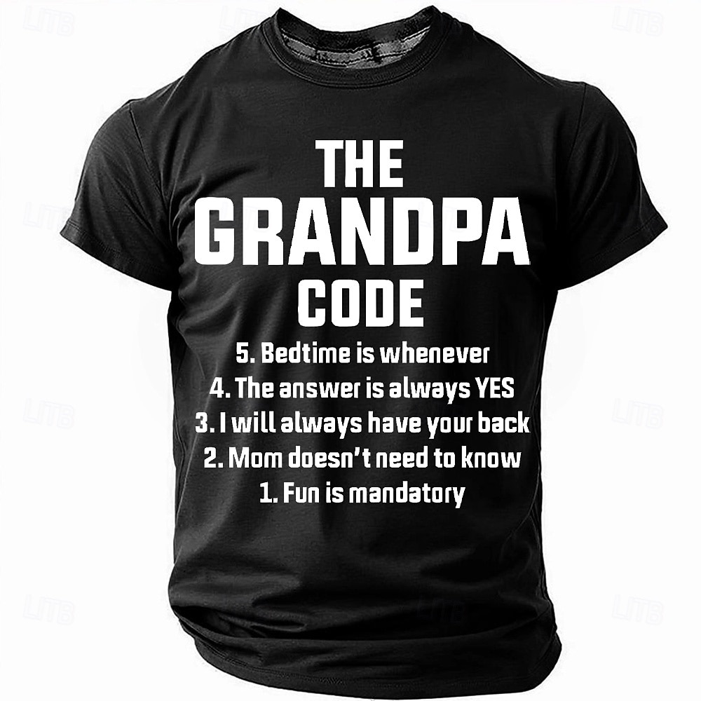 Men's Funny Grandpa Code Short Sleeve Graphic T-Shirt | Grandfather Rules Gift Tee 2025 - $17.99 –P2