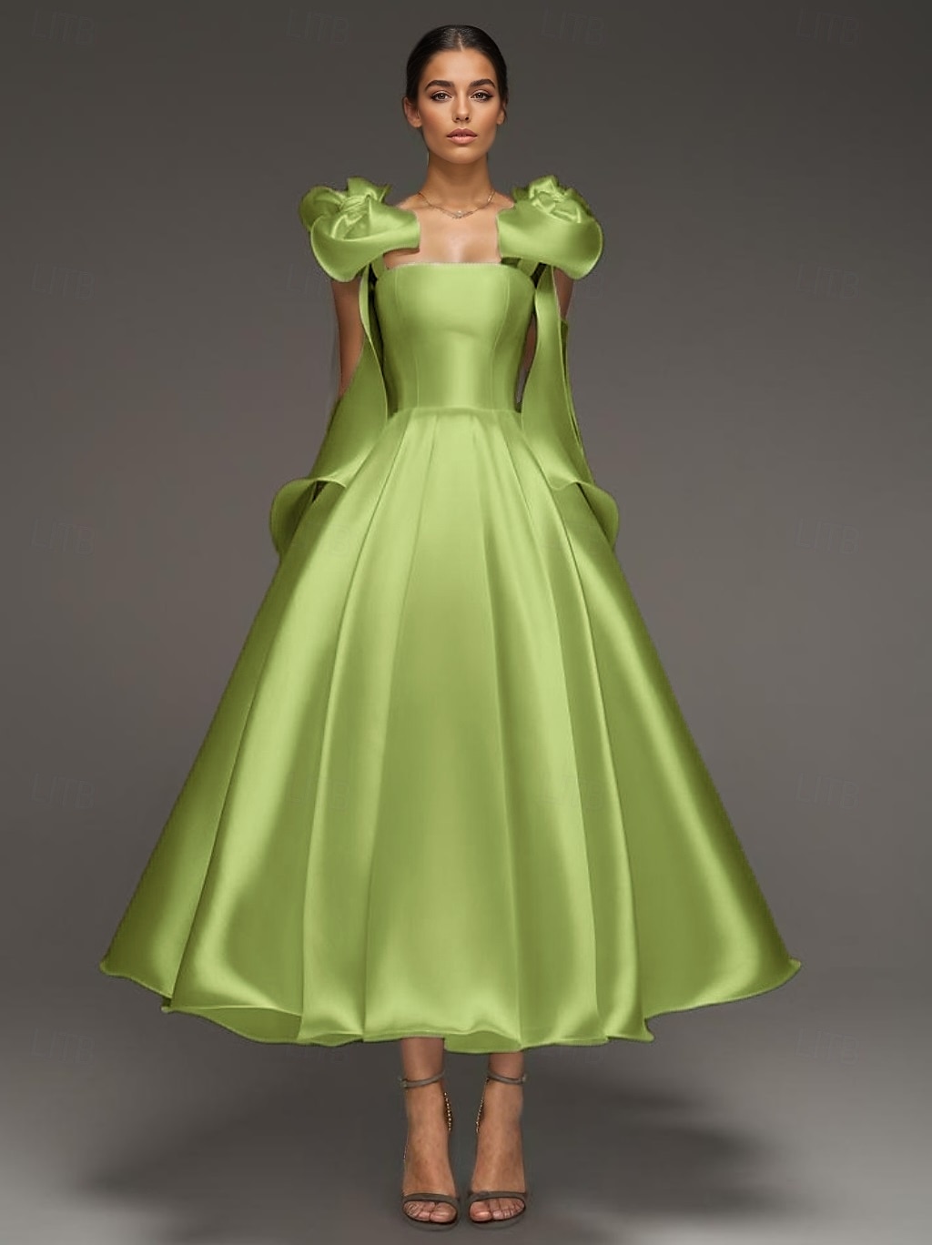 A-Linie Cocktailkleider Elegant Formale Hochzeit knöchellang ärmellos Spaghettiträger Kleid Satin mit Schleife(n) 2025 - $158.99 –P1