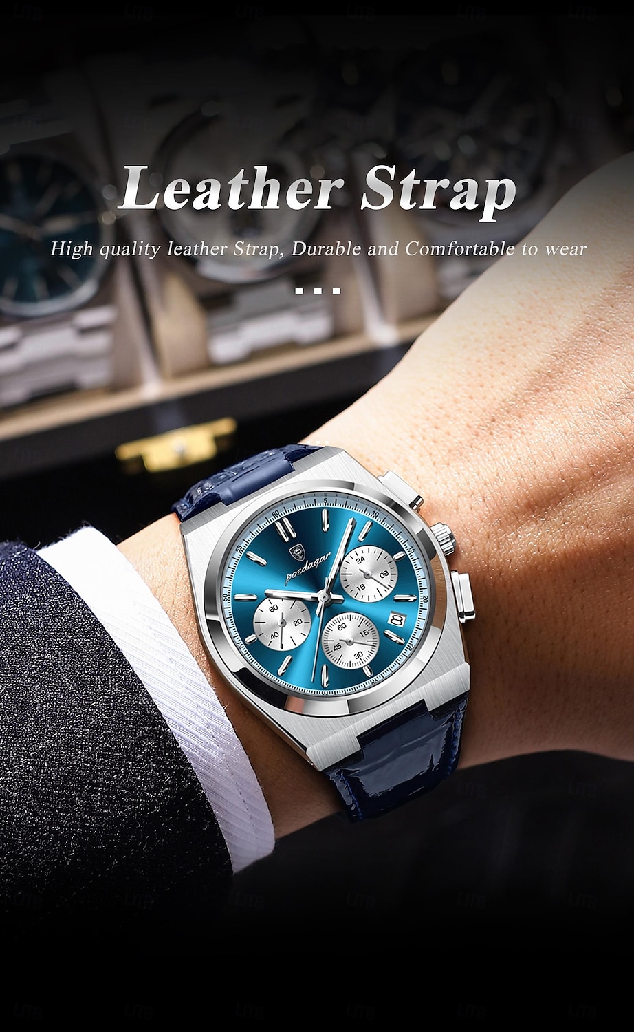 2026年 メンズクォーツウォッチ ビジネス 発光 日付 防水 レザー ストラップウォッチ  コレクション – $38.99 –P4