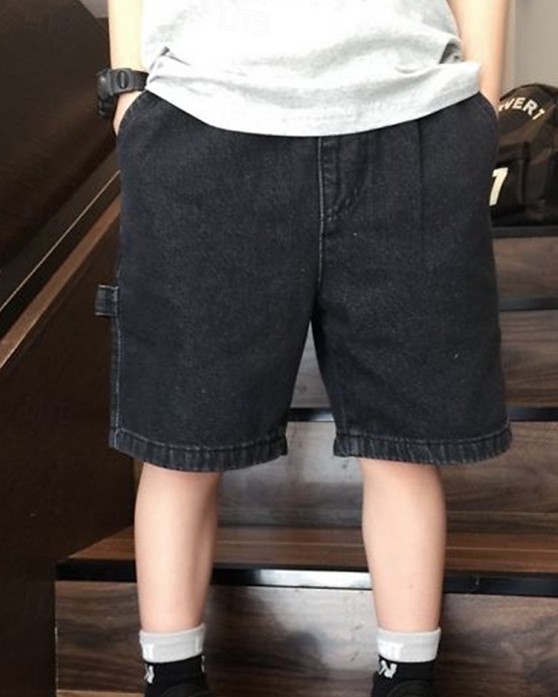 Kids Boys Shorts Solid Color Breathable Soft Comfort Shorts School Cool Basic Black Blue Mid Waist 2026 - $16.49 –P9