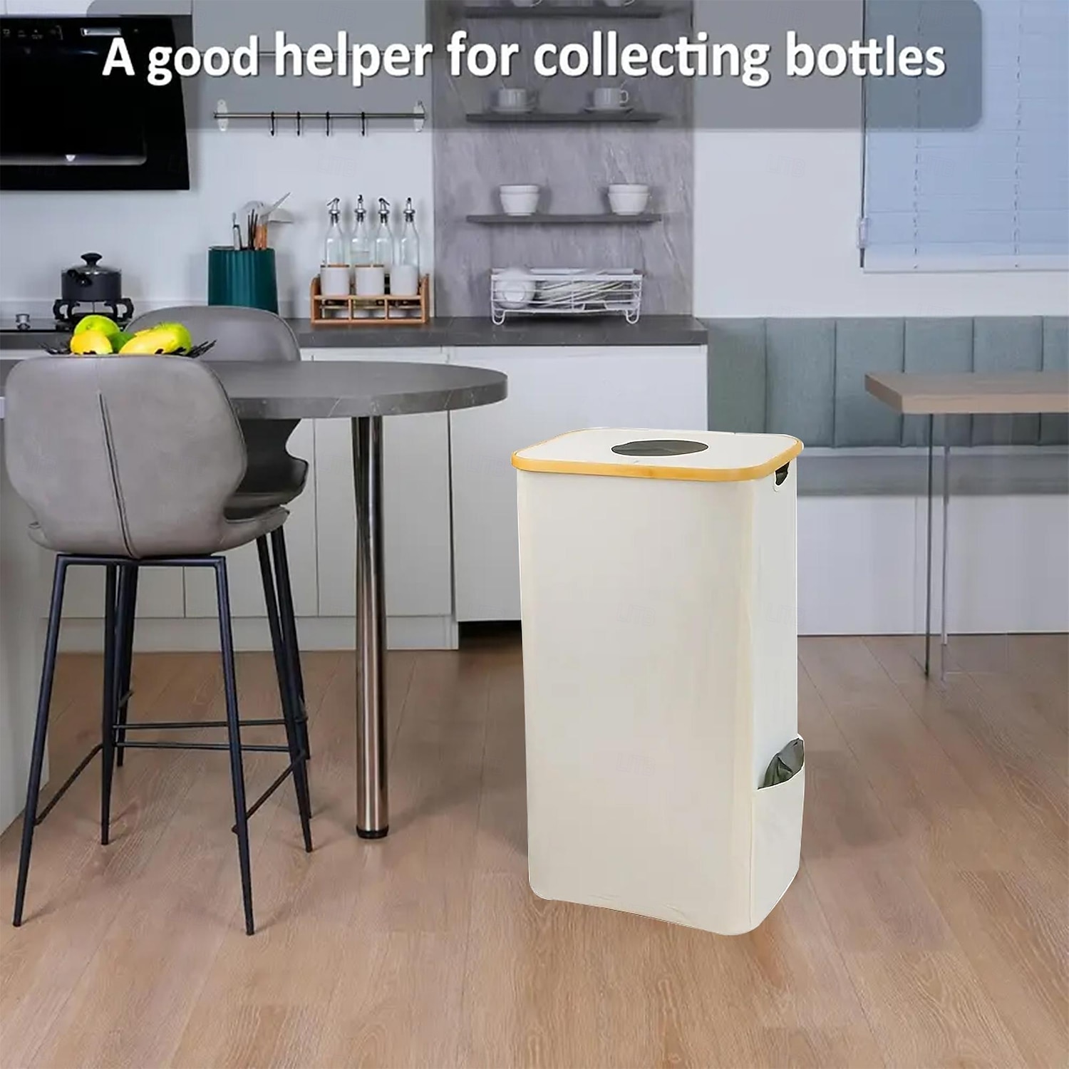 Recycling Bin with Lid and Removable Reusable Inner Bag,100L Bamboo Frame Oxford Fabric Trash Organizer with Odor Control, 4 Support Rods for Kitchen, Camping, Dorm, Office, Travel 2025 - $21.99 –P4