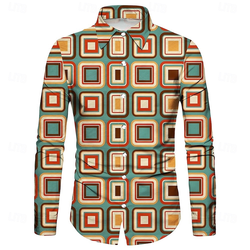 Retrò Vintage Anni '70 Camicia Disco Geometrico Psichedelico Costume Per uomo Halloween Carnevale Festival Musicale Parata dell'Orgoglio Adulti Camicia del 2026 a $23.99 –P3