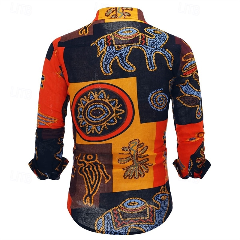 Retro Vintage Boho 1970s Shirt Hippie Tribal African Pattern Fancy Dress Men's Halloween Carnival Street Dance Retro Theme Party Festival Adults' Shirt 2026 - $27.99 –P3