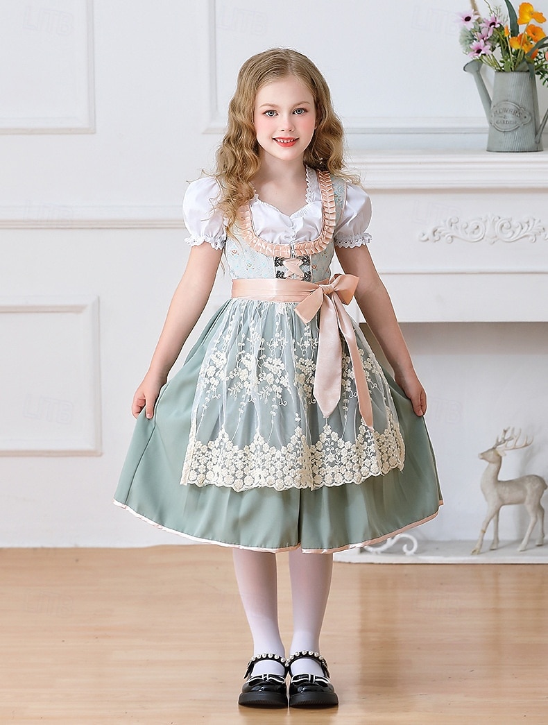 Oktoberfest Encaje Vestidos Delantal Blusa con falda acampanada Mucama bávaro Alemán Munich prados Chica Carnaval Festival de Cerveza Paño de estilo tradicional 2026 - $79.99 –P6