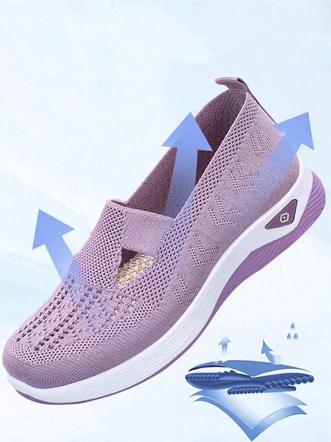 Damskie Adidasy Komfortowe buty Na zewnątrz Codzienny Podróże Klin Okrągły palec u nogi Codzienny Wygoda Minimalizm Dzianina Mokasyny Ciemnoszary Czarny Ciemnofioletowy 2025 - $19.99 –P2