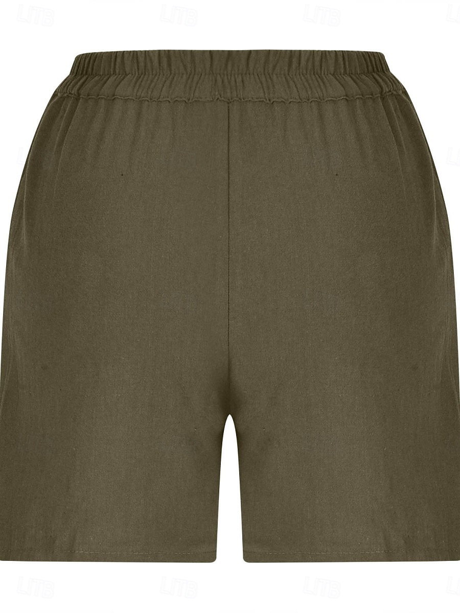 Dámské šortky Jednobarevné Chinos Módní Základní Krátké Střední pas Hladké Kapsa Elastický pas Pohodlí Venku Mikro-elastické Dovolená Ulice Casual Armádní zelená Černá Bílá Modrá Léto Regular Fit 2025 - $16.99 –P12
