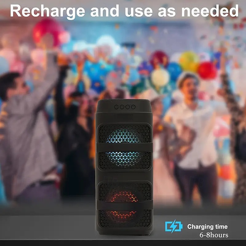 Bluetooth-колонка для вечеринок с подсветкой RGB — громкий стереозвук 4 дюйма, подключение через TWS, цветная светодиодная подсветка, возможность подзарядки, для мероприятий на открытом воздухе, домашних танцев или караоке 2025 - €21.41 –P7