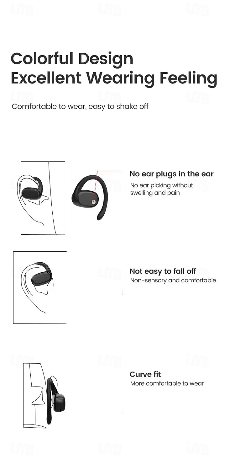 YJ76 TWS Ear Hook Headphones Bluetooth 5.2 – Open-Ear Design, HiFi Stereo, Noise Cancelling Mic, Long Battery Life, Waterproof, for Workout Travel Gaming 2025 - $20.99 –P9