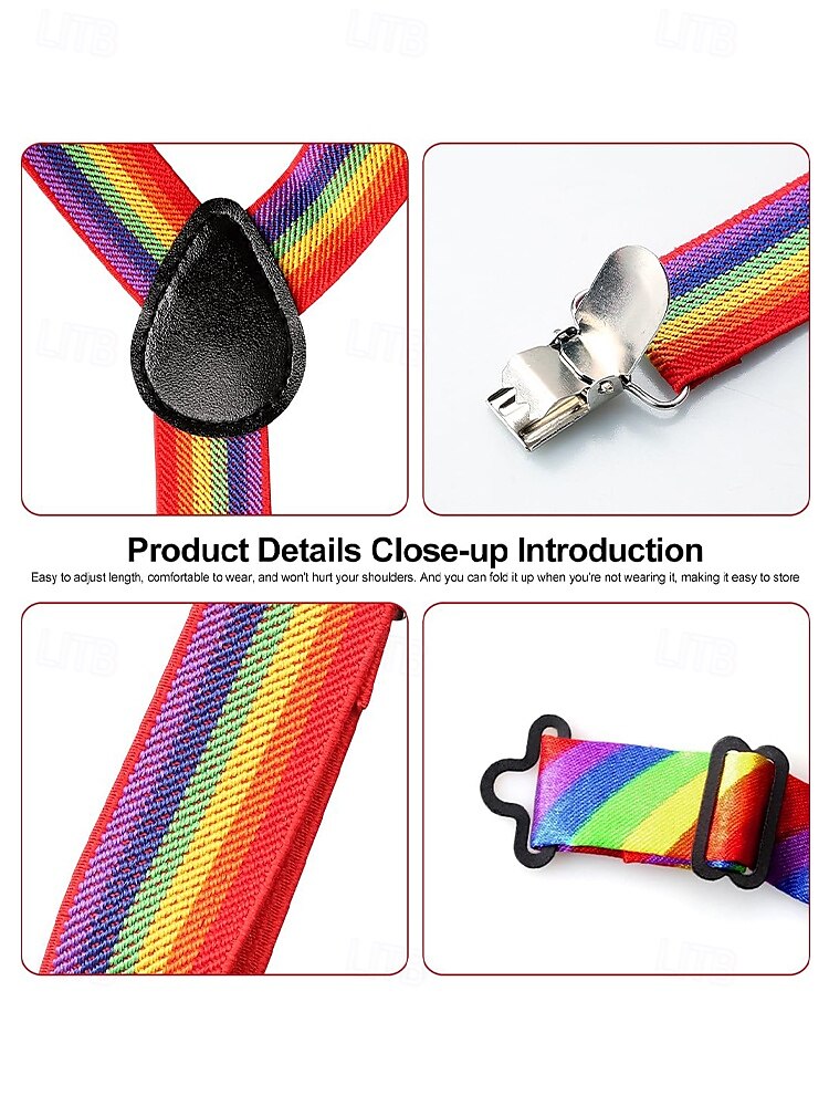 Rainbow Bow Tie and Suspenders Set – Adjustable Elastic Accessories for Men and Women, Vibrant Pride Outfit for LGBT Festivals, Parades, Parties & Themed Events 2025 - $11.99 –P6