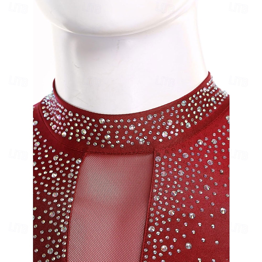Men's Shiny Rhinestone Mock Neck Latin Tango Dance Shirt Latin Tango Training Performance Bodysuit 2025 - $189.99 –P5