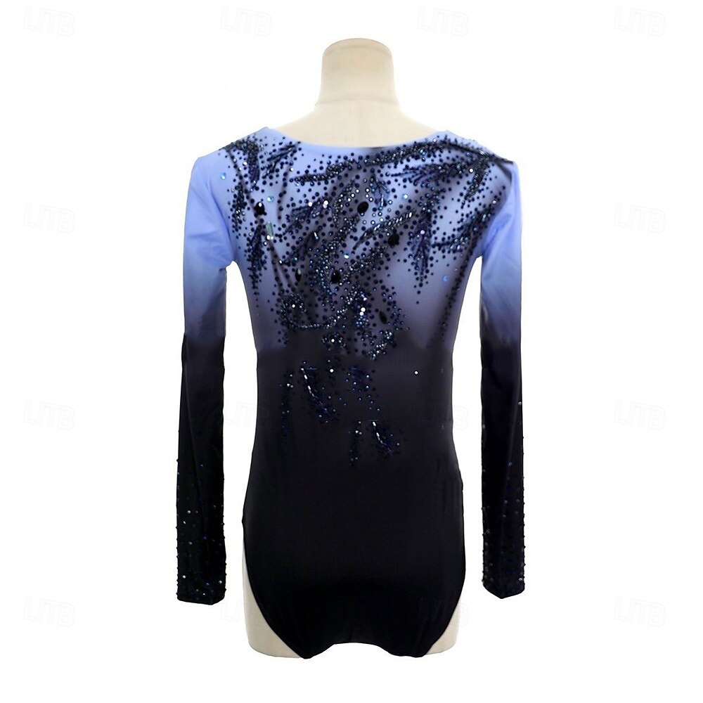 Top de patinaje artístico Hombre Chico Patinaje Sobre Hielo Tops Gris oscuro Retazos Teñido Halo Licra Alta elasticidad Entrenamiento Competición Ropa de Patinaje Clásico Cristal / Strass Manga Larga 2026 - $271.59 –P4