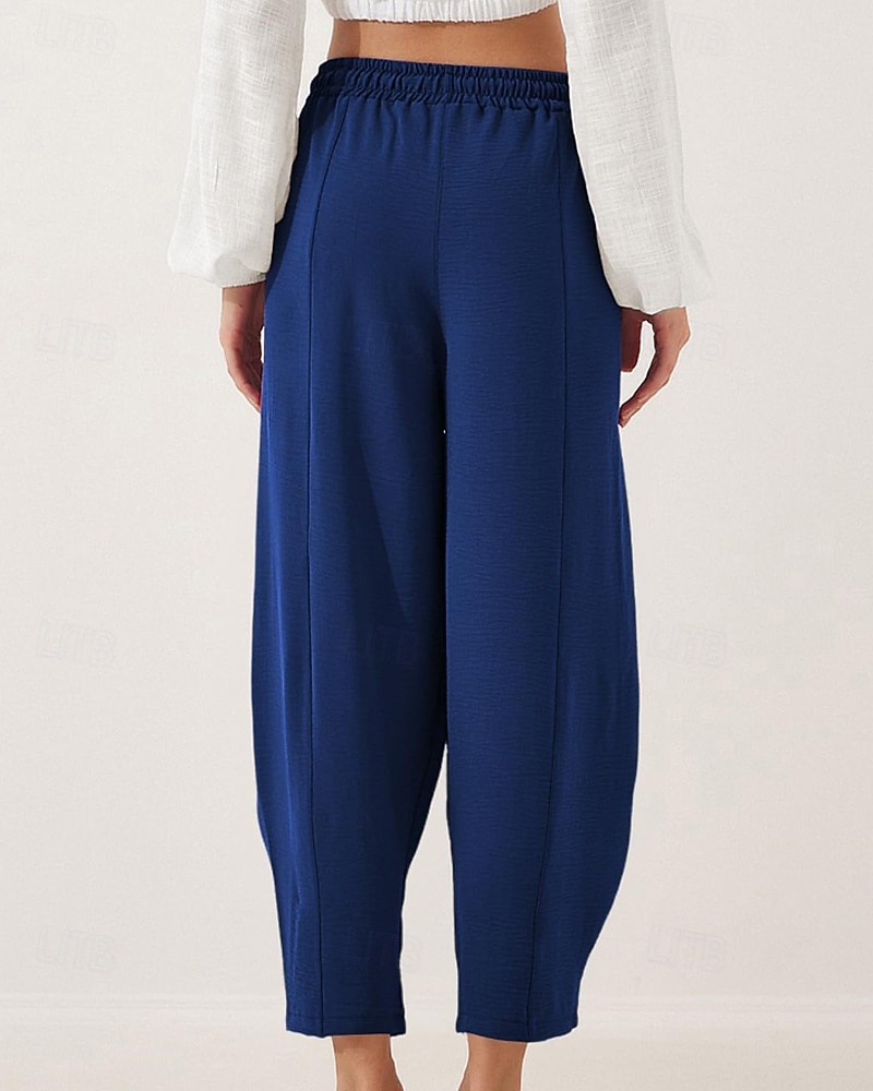 Жен. Брюки Мода Уличный стиль Полная длина Средняя талия Полотняное плетение Карман Эластичный шнурок На открытом воздухе Удобный на открытом воздухе Отпуск 2026 - $22.99 –P18