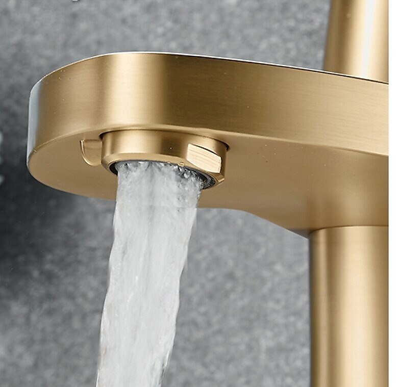 Robinet de lavabo - Cascade Électroplaqué Ensemble central Poignée unique à un trouBath Taps de 2025 ? $150.85 –P3