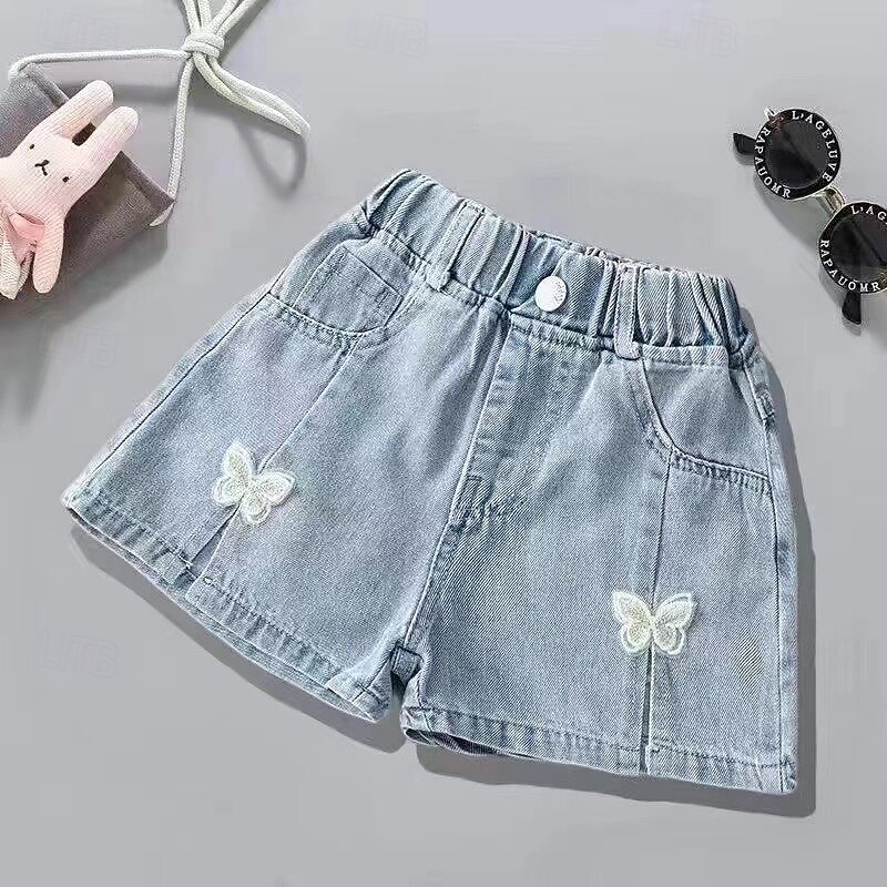 Kids Girls' Shorts Butterfly Streetwear Patchwork School 4-12 Years Summer Blue Dusty Blue Light Grey 2025 - $11.99 –P6