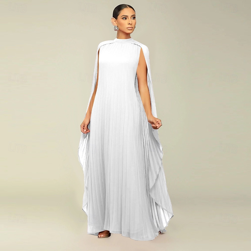 Abiti A-Line Quinceanera elegante abito formale matrimonio lunghezza al pavimento maniche lunghe scollo alto chiffon con pieghe del 2025 a $119.99 –P12