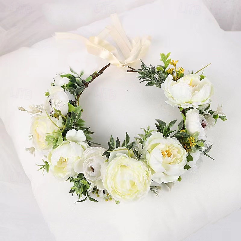 bohemsk hårtilbehør skogsblomst bryllupspannebånd grøntområder blomsterkrone krans fotorekvisitt 2025 - $12.99 –P3