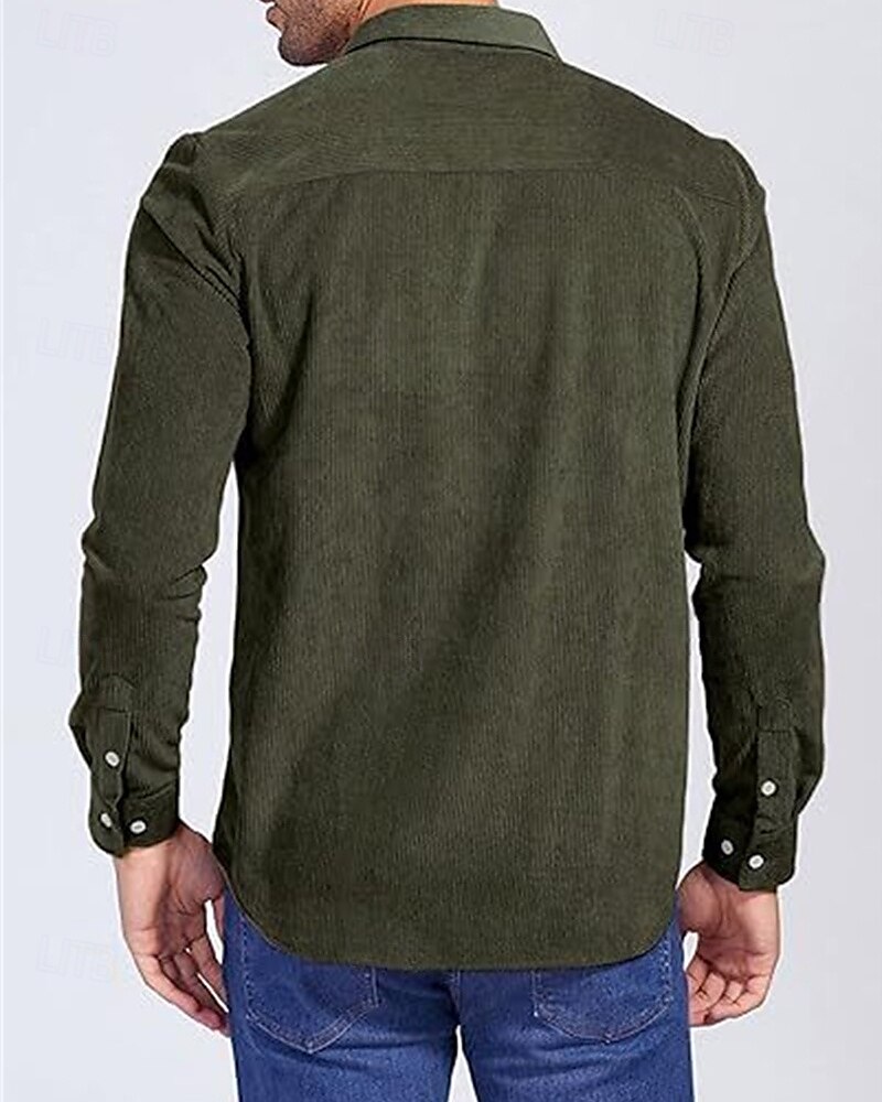 Per uomo Giacca Camicia Giacca di transizione Quotidiano Leggero Tasca Primavera Autunno Semplice Casual Bavero Regolare Nero Verde militare Caffè Giacca del 2025 a $24.99 –P3